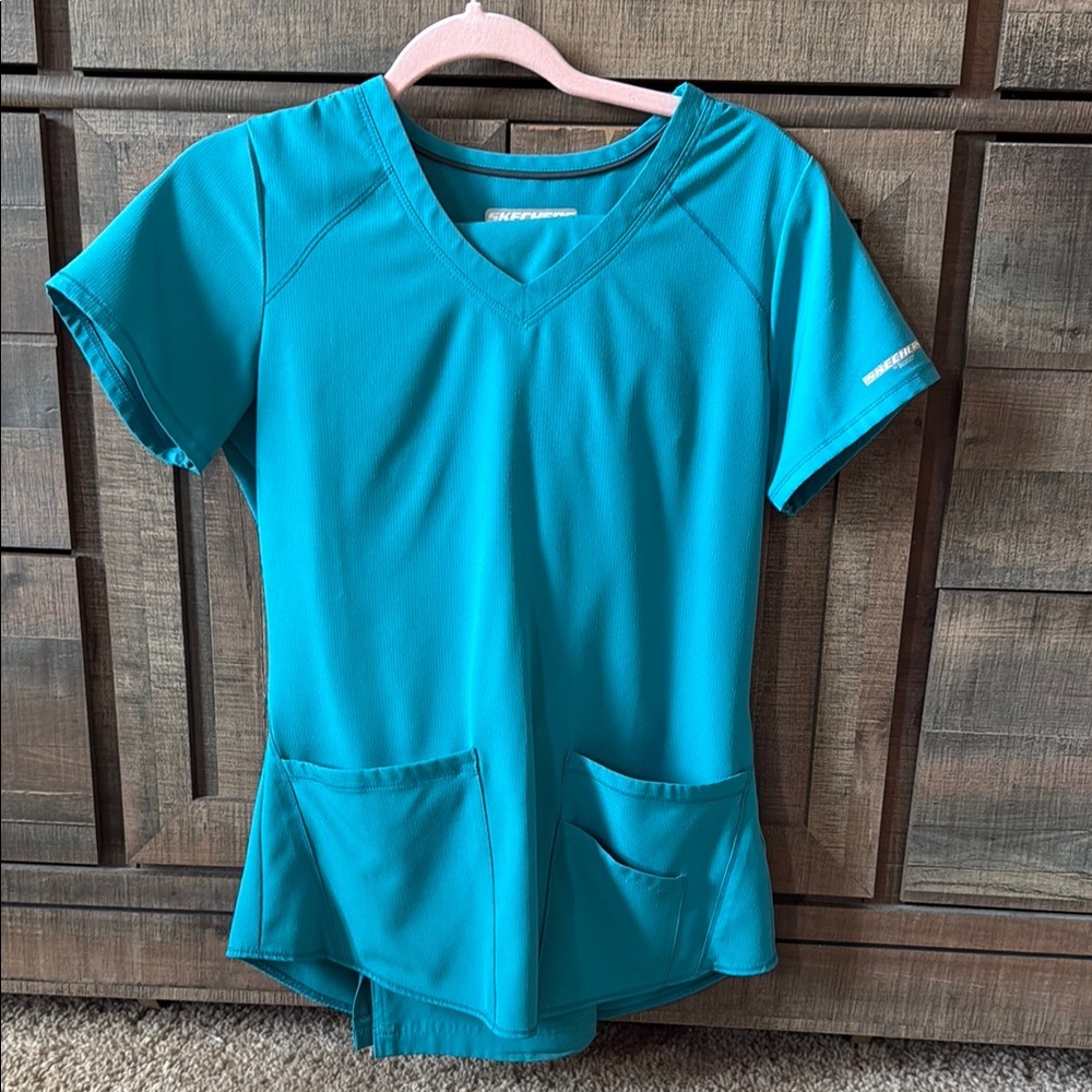 Blue V-Neck Scrub Top